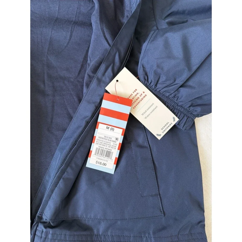 Cat & Jack Boys Hooded Windbreaker Jacket Full Zip Water/Wind Resistant M (8)